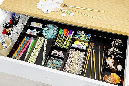 Miniatura 8 de CAXXA Organizador de cajones de 3 ranuras con 4 separadores ajustables 7 compartimentos para almacenamiento de cajones de basura para maquillaje y