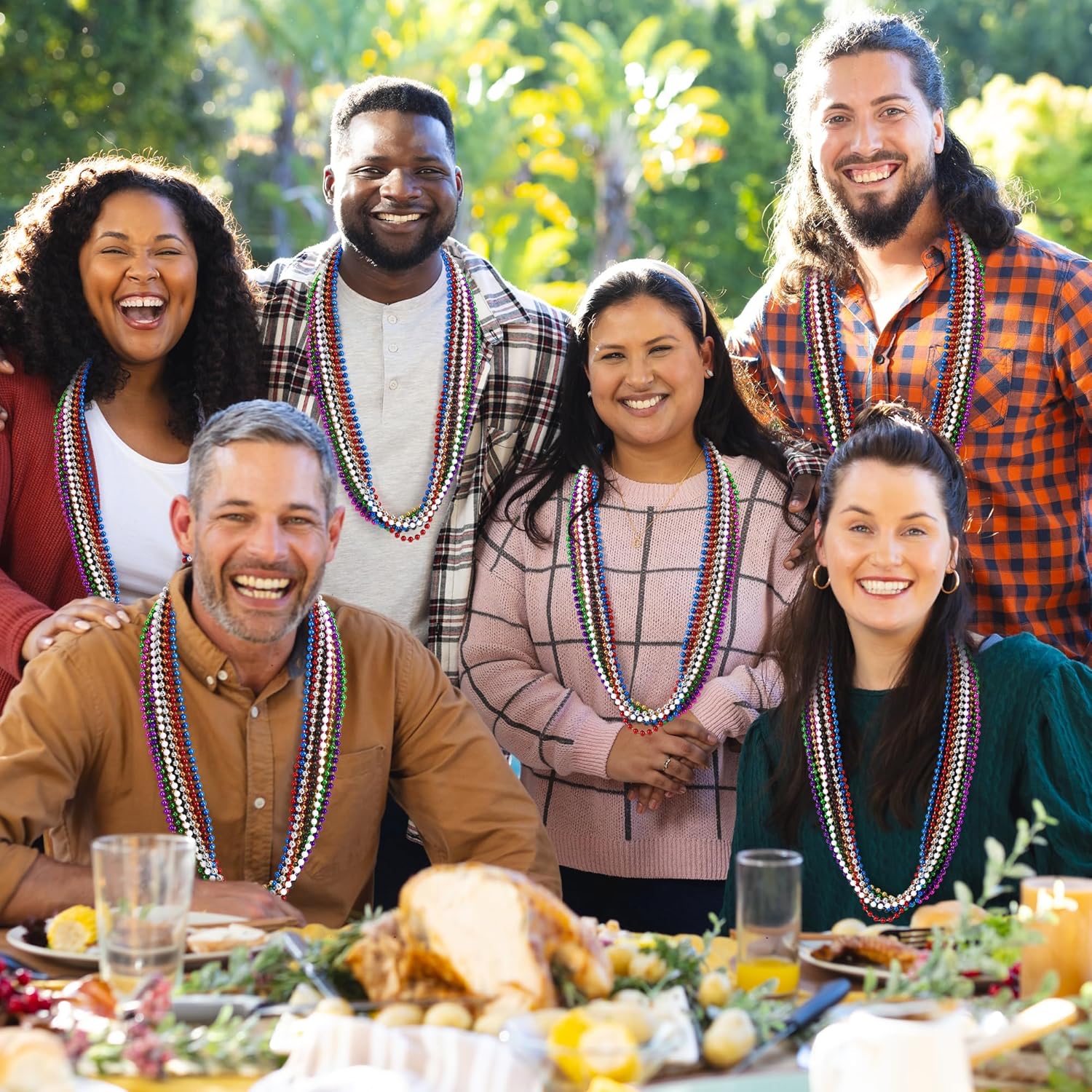 Bead Necklace, 120PCS Mardi Gras Beads, 33" Colorful Mardi Gras Beads Necklaces, Women Men Party Costume Accessories Parade Throws Bulk Party Favors for Christmas Pirate Carnival - Image 4