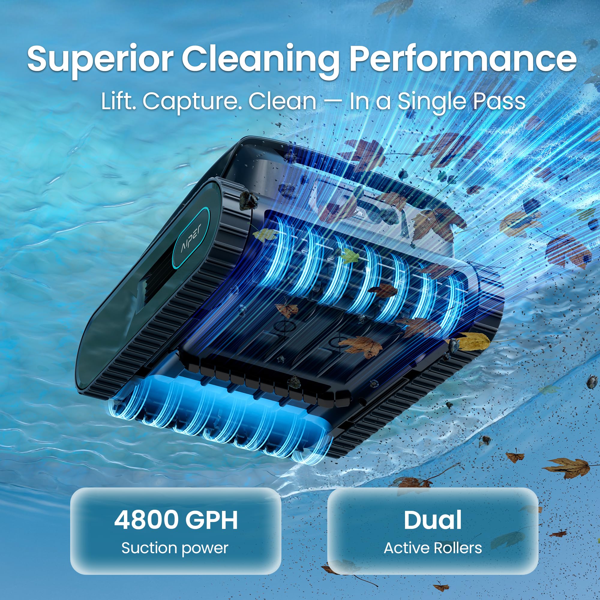 Aiper Scuba S3, Robot pulisci piscina adatto a piscine interrate, senza fili 18,1m³/h fino a 150m²