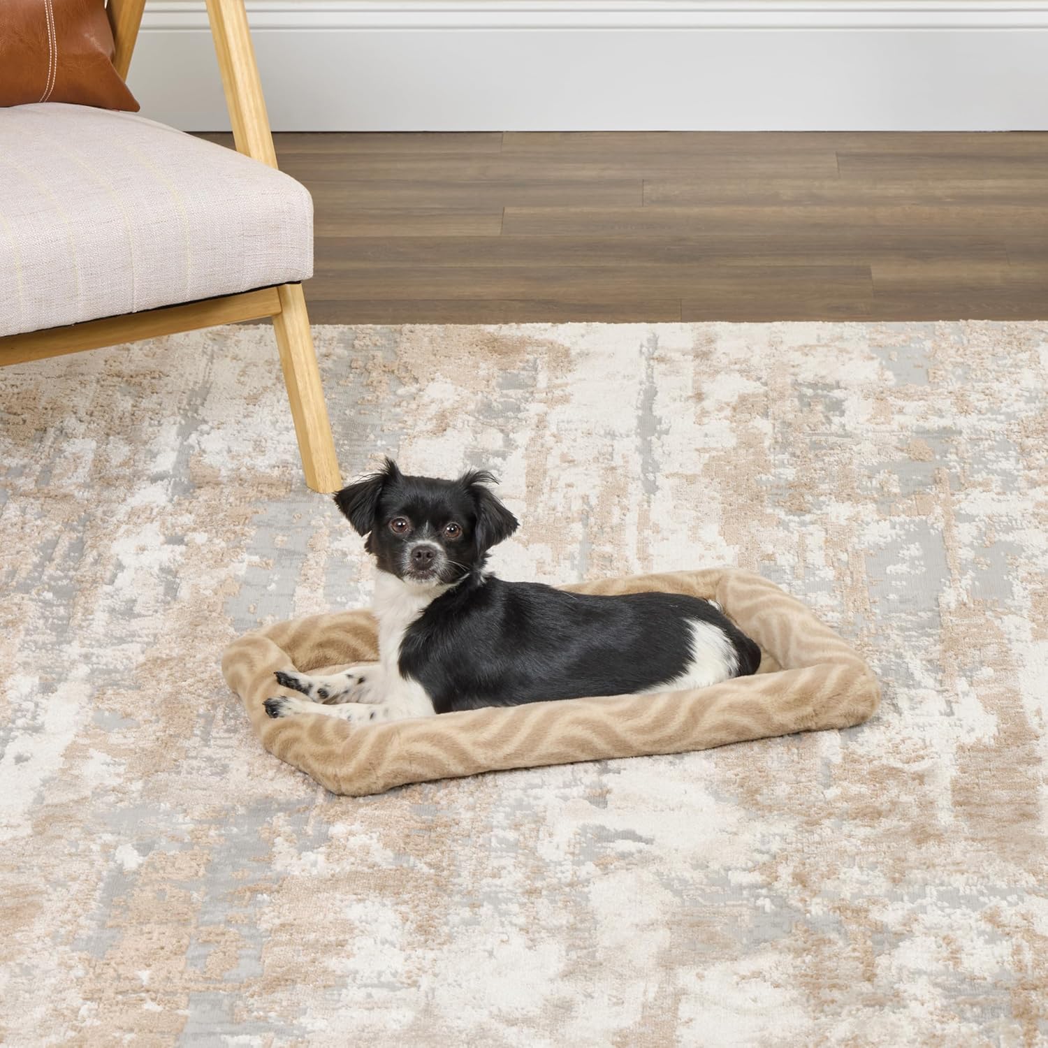 review MidWest Homes For Pets QuiteTime Deluxe Wave Bolster Bed for Small Dogs; Easily Machine Wash and Dry; Tan; 22