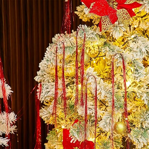 Vista 13 de WILLBOND 5000 hebras plateadas de oropel de carámbano de Navidad para decoración de árbol de Navidad, cortina de flecos de aluminio de 18 pulgadas