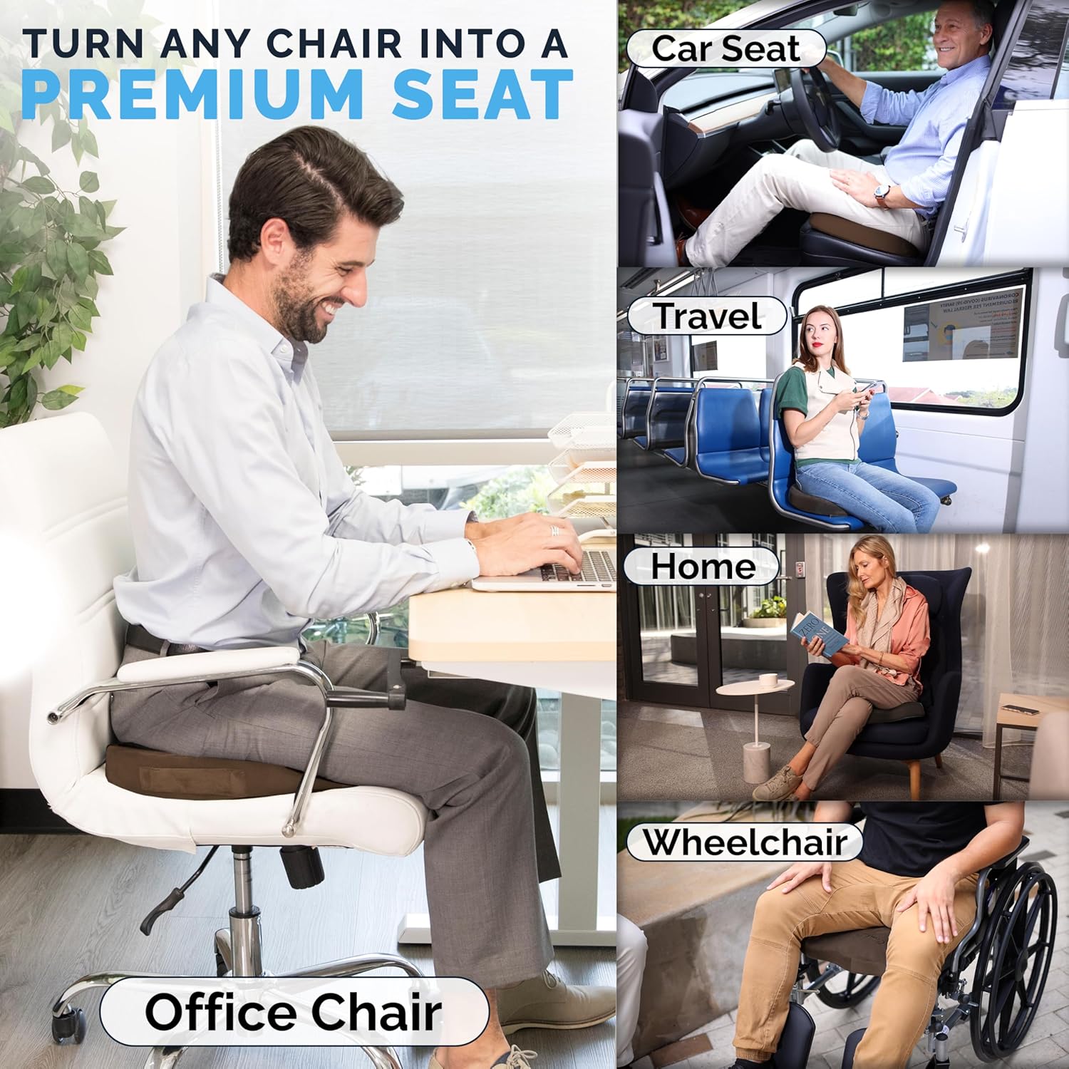 ComfiLife Premium Gel & Memory Foam Seat Cushion – Doctor Recommended Office Chair Cushion, Car Seat Cushion – Chair Cushions for Back & Sciatica Pain Relief – Seat Cushions for Office & Desk (Black) - imagen 2