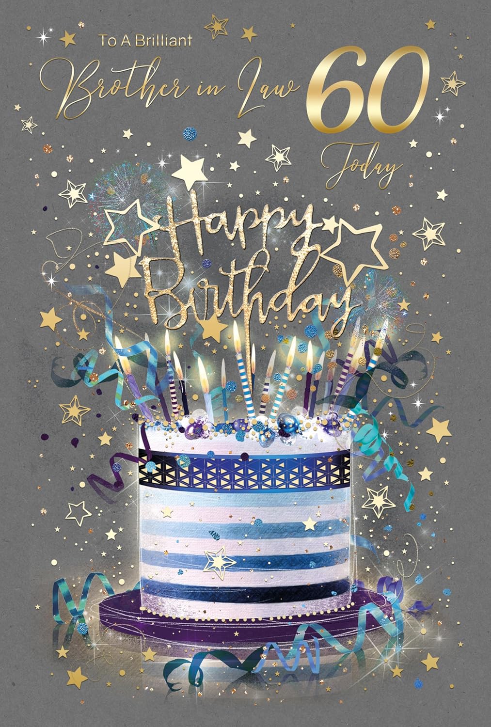 Brother-in-Law 60th Birthday Card - Space Cat and Dog - Funny Birthday