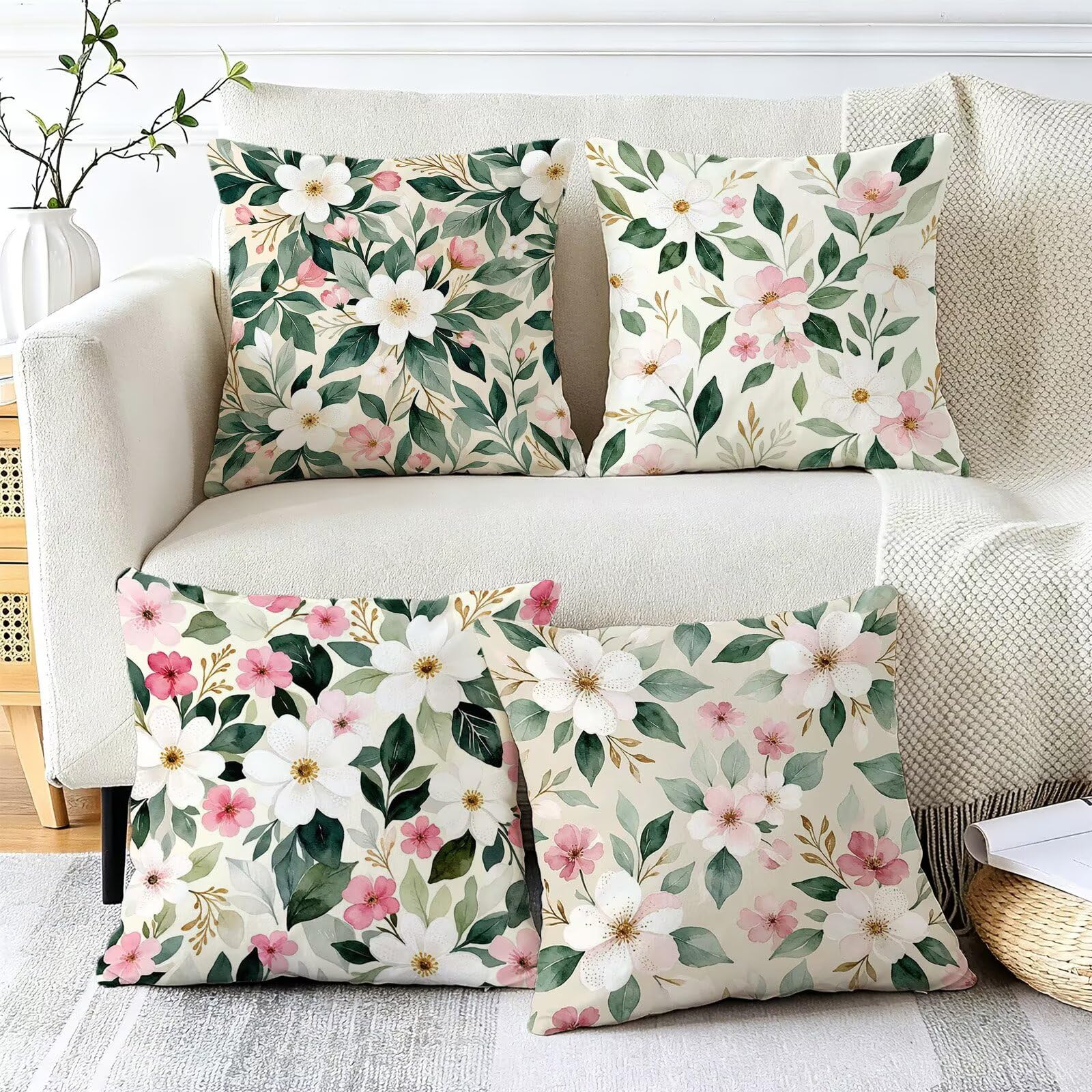 Cod-185 różowa poszewka na poduszkę 50 x 50 cm zestaw 4 szt. poduszka | Aksamitna poszewka na poduszkę do salonu, poduszka ozdobna, na sofę, styl boho, 50 x 50 cm