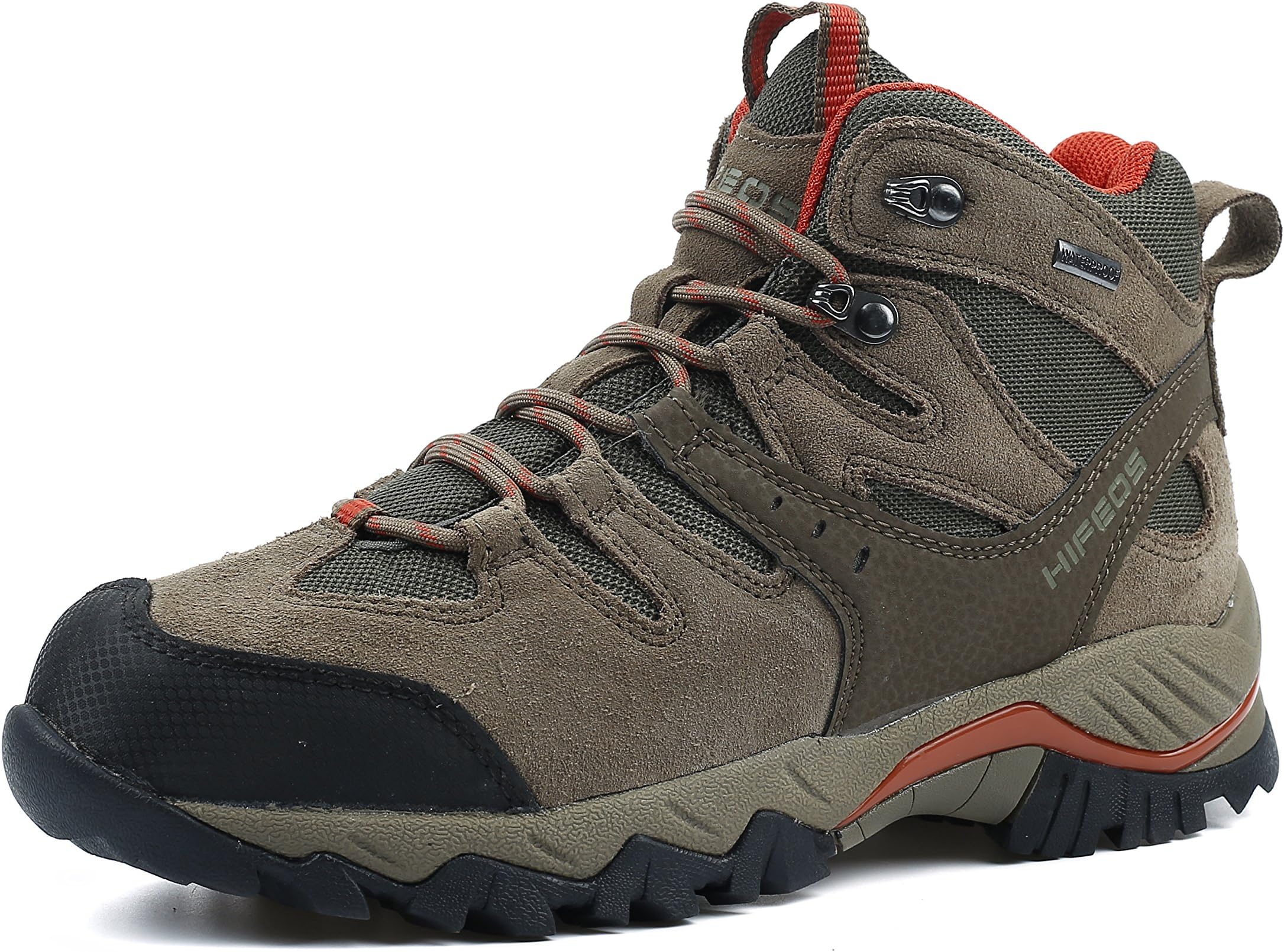 HIFEOS Hiking Boots Leather Trekking Shoes Outdoor Waterproof Backpacking Shoes (10, Mens Khaki High Cut)