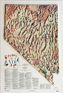 Muir Way Raised Relief Map of Nevada 1978 - True 3D Topographic Wall Map with Molded Terrain - Unframed, 22x32