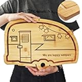 Happy Camper Bamboo Large Cutting Board, Rv Wooden Stove Top Cover Noodle Board,Meat Cutting Board for BBQ, Carving Board for Turkey,Large Charcuterie Board,RV Kitchen Decoration
