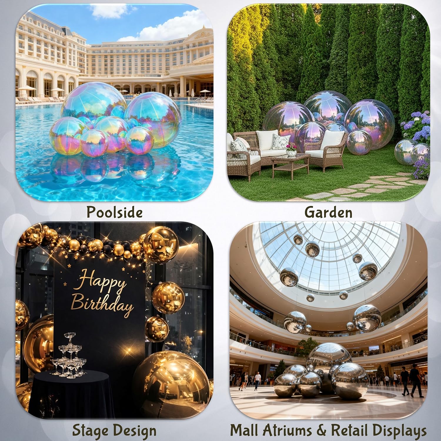 Inflatable Mirror Ball, Reusable Large Shinny Mirror Ball with Electric Pump for Wedding, Party, Concerts, Stage Decoration. (Silver, 19.7 in/0.5 m+Pump)