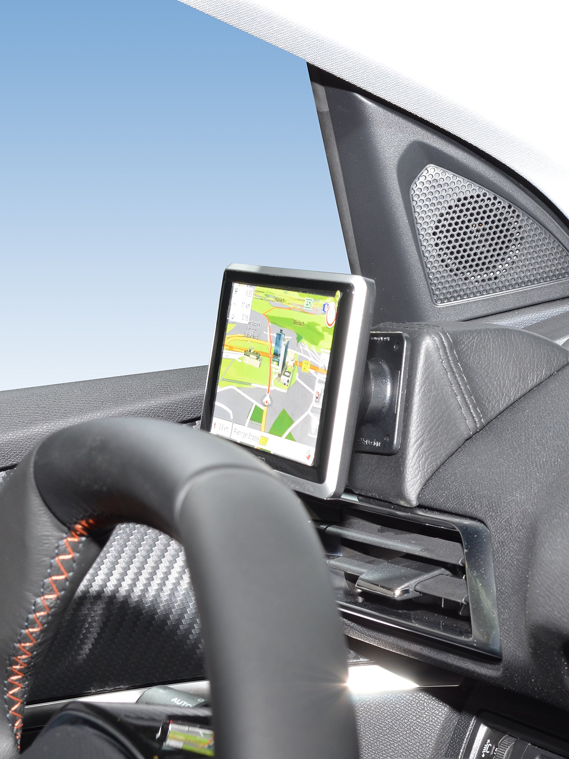 KUDA Uchwyt na telefon komórkowy pasujący do Peugeot 3008 & 5008 od 2016 - konsola telefoniczna do smartfonów, telefonów komórkowych, nawigacji i wielu innych – konsola ze sztucznej skóry, czarna,