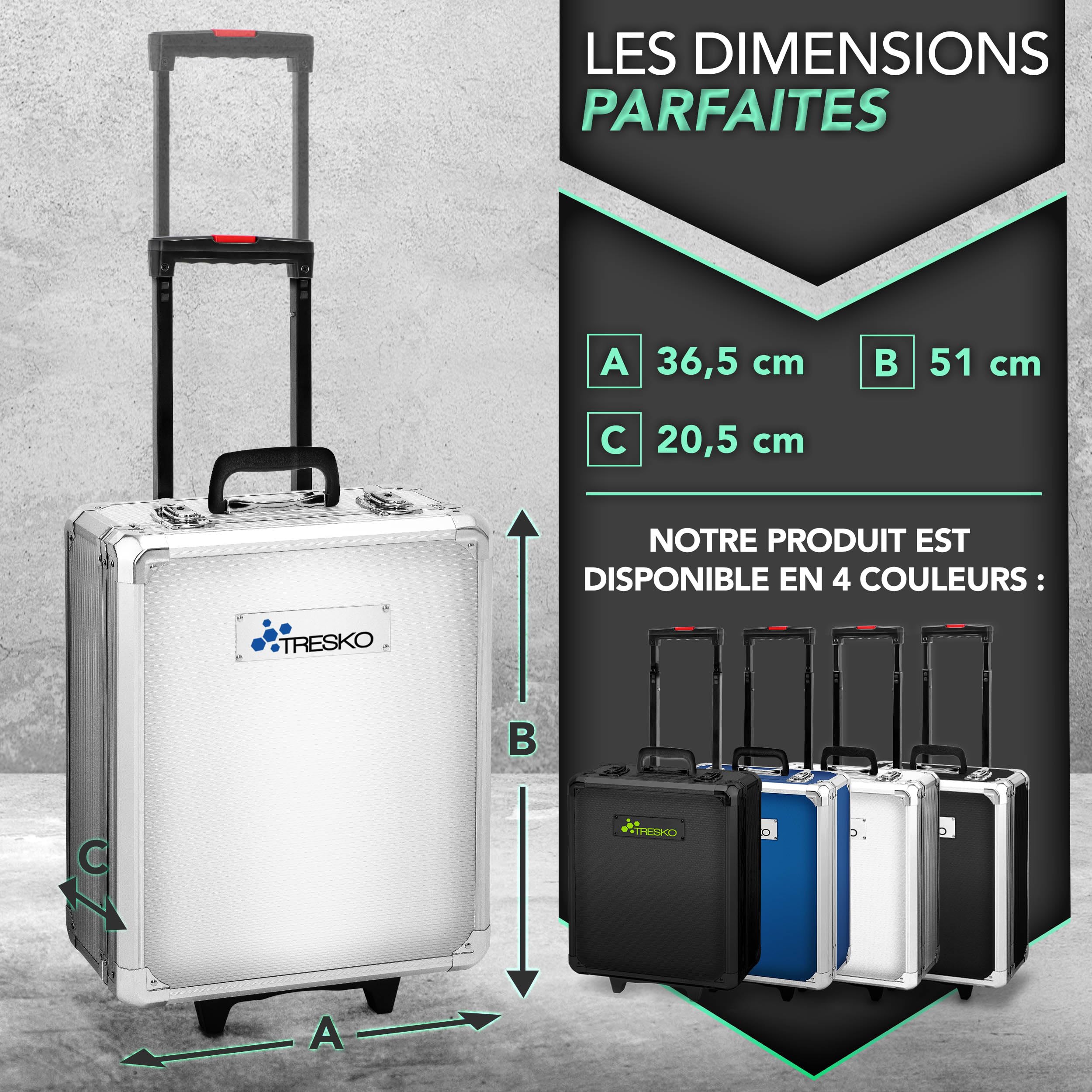 TRESKO® Mallette à outils 949 pièces | Boîte à outils | Chariot à