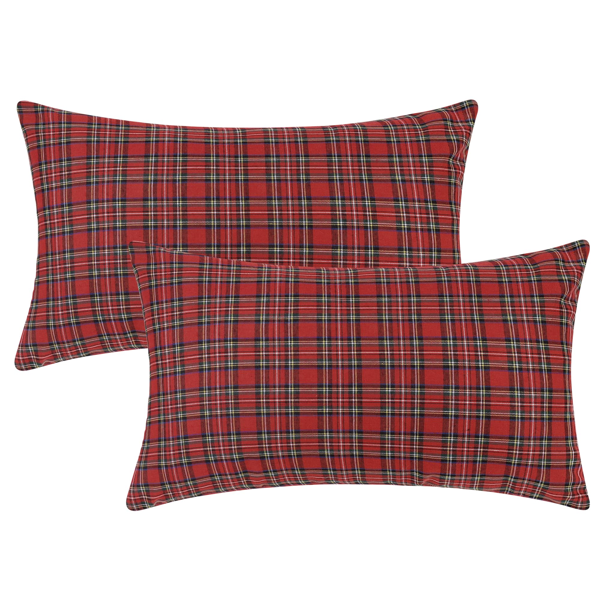 Housses de coussin écossais rouge pour une déco de ferme chaleureuse au salon