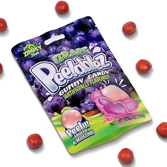 Peelable Grape Gummies Pack of 3 - Resealable 2.46 Oz Each, 4D Gummies, Grape Peeling Candy, Peelable Gummies Layered for Delicious Fruity Snack - Peelable Candy