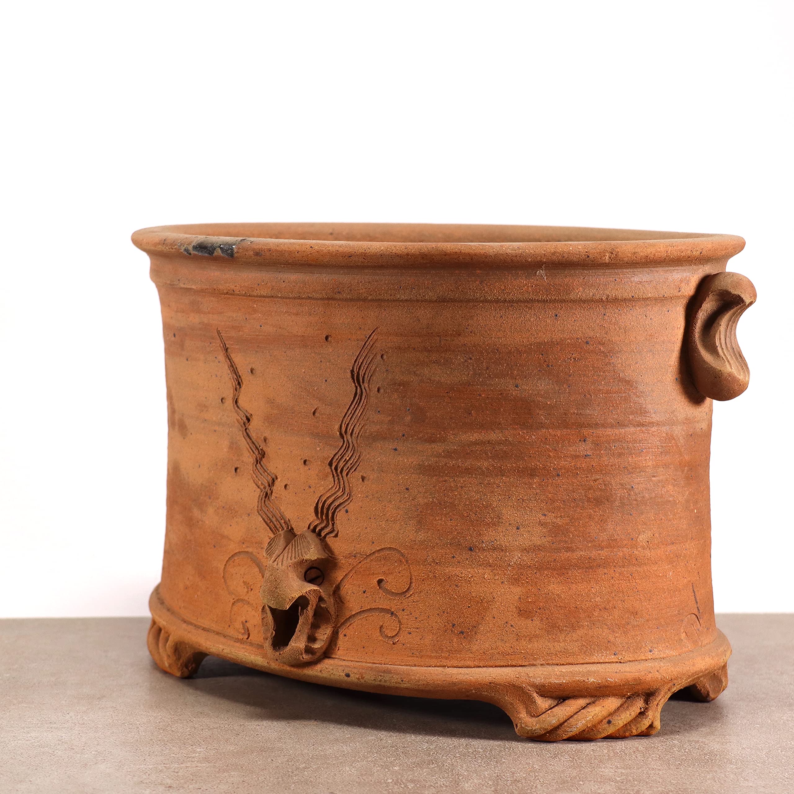 Palatina Werkstatt Vaso ovale in terracotta, realizzato a mano, per balcone, giardino, terrazza, (L)