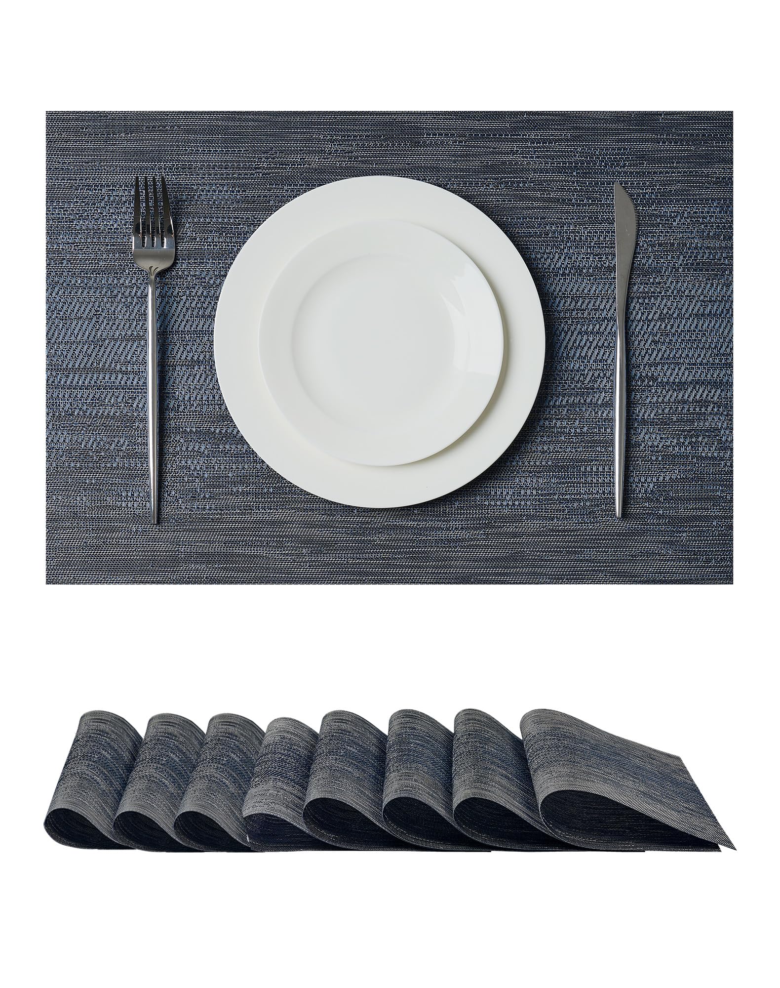 Photo 1 of Leetaltree Placemats Set of 8 - Denim Blue, PVC Vinyl, Heat Resistant