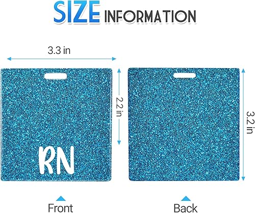 Miniatura 3 de Plifal RN Badge Buddy - Tarjetero para enfermera, accesorios de enfermería, con purpurina azul claro, horizontal, identificación con nombre