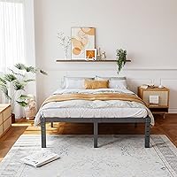Vista 8 de ZIYOO Full Size Bed Frame 14 Inches High 3 Inches Wide Wood Slats with 3500 Pounds Support for Foam Mattress, No Box Spring Needed, Underbed Storage