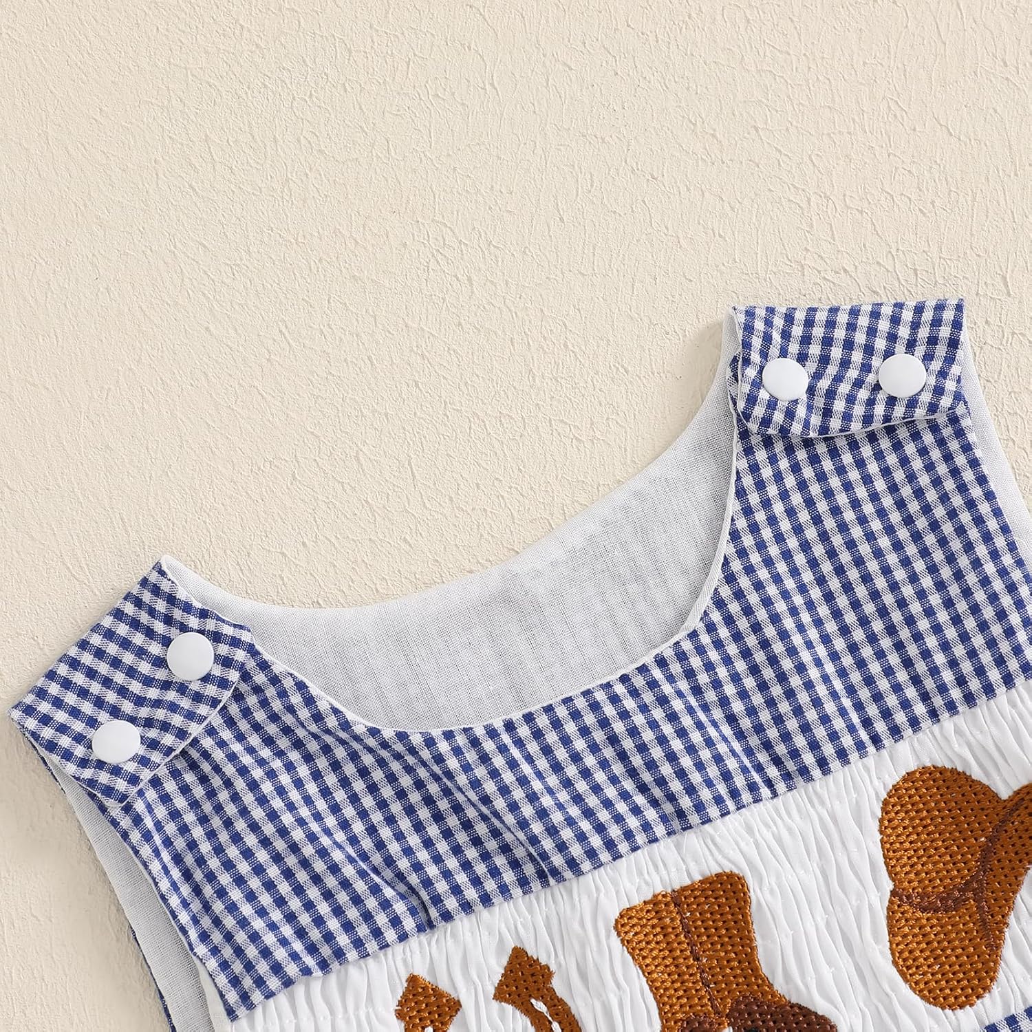 Toddler Western Baby Boy Clothes Horse Riding Embroidery Smocked Jumpsuit Sleeveless Romper Spring Summer Outfit - Image 2