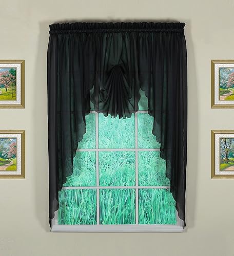 Miniatura 10 de Today's Curtain Emelia Original Voile Ascot 25 pulgadas, negro, 40 pulgadas de ancho x 25 pulgadas de largo