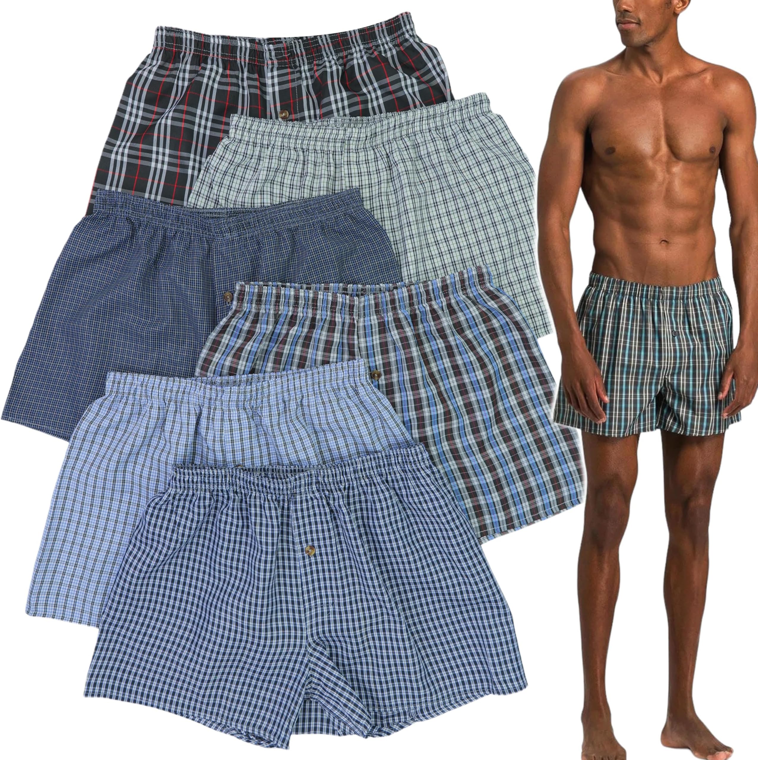 ToBeInStyleMen's Classic Multicolor Boxer Briefs in 3 or 6 Pack