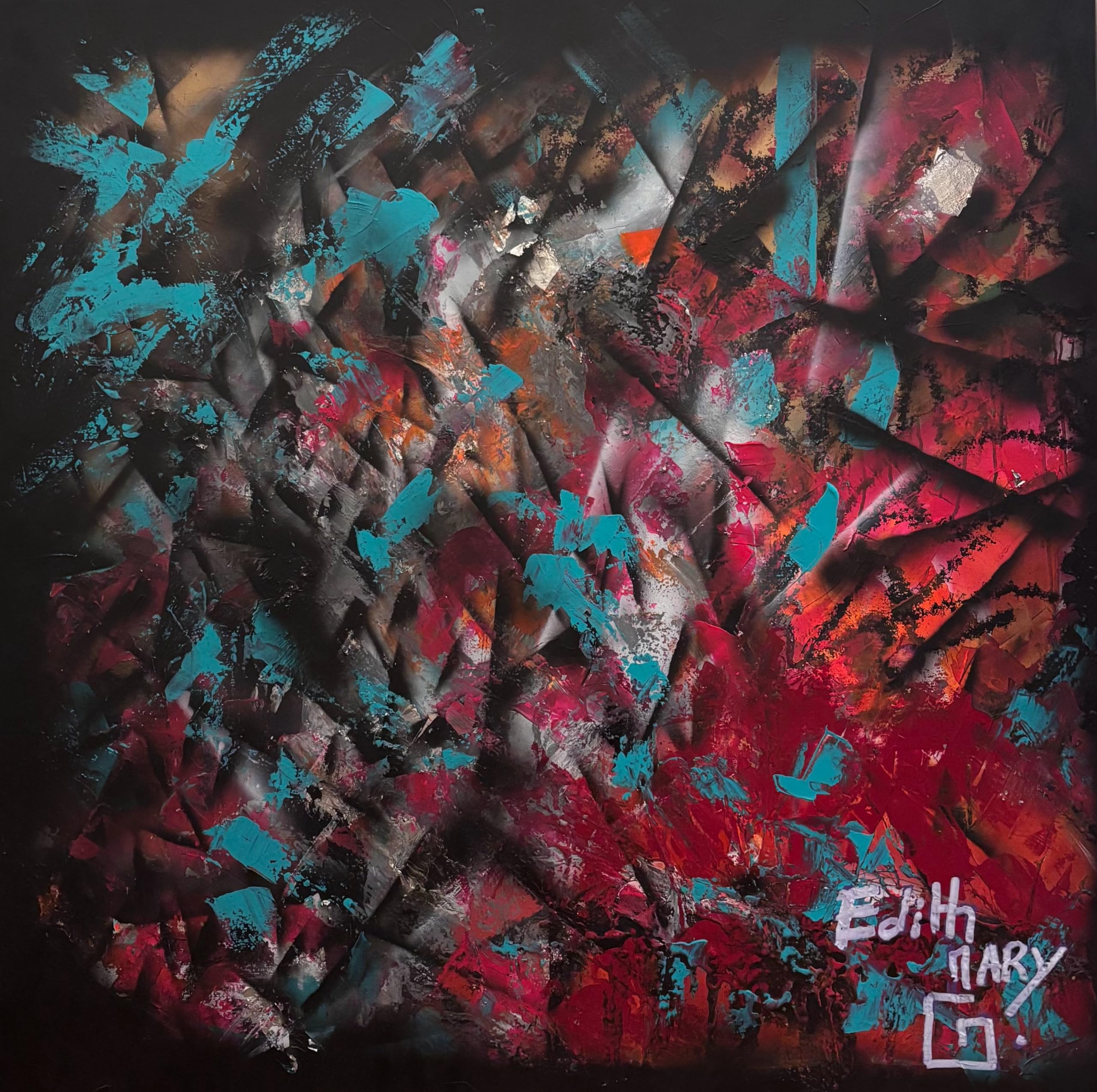 Edith Mary G. Tableau Oeuvre Unique Peinture Acrylique sur Toile