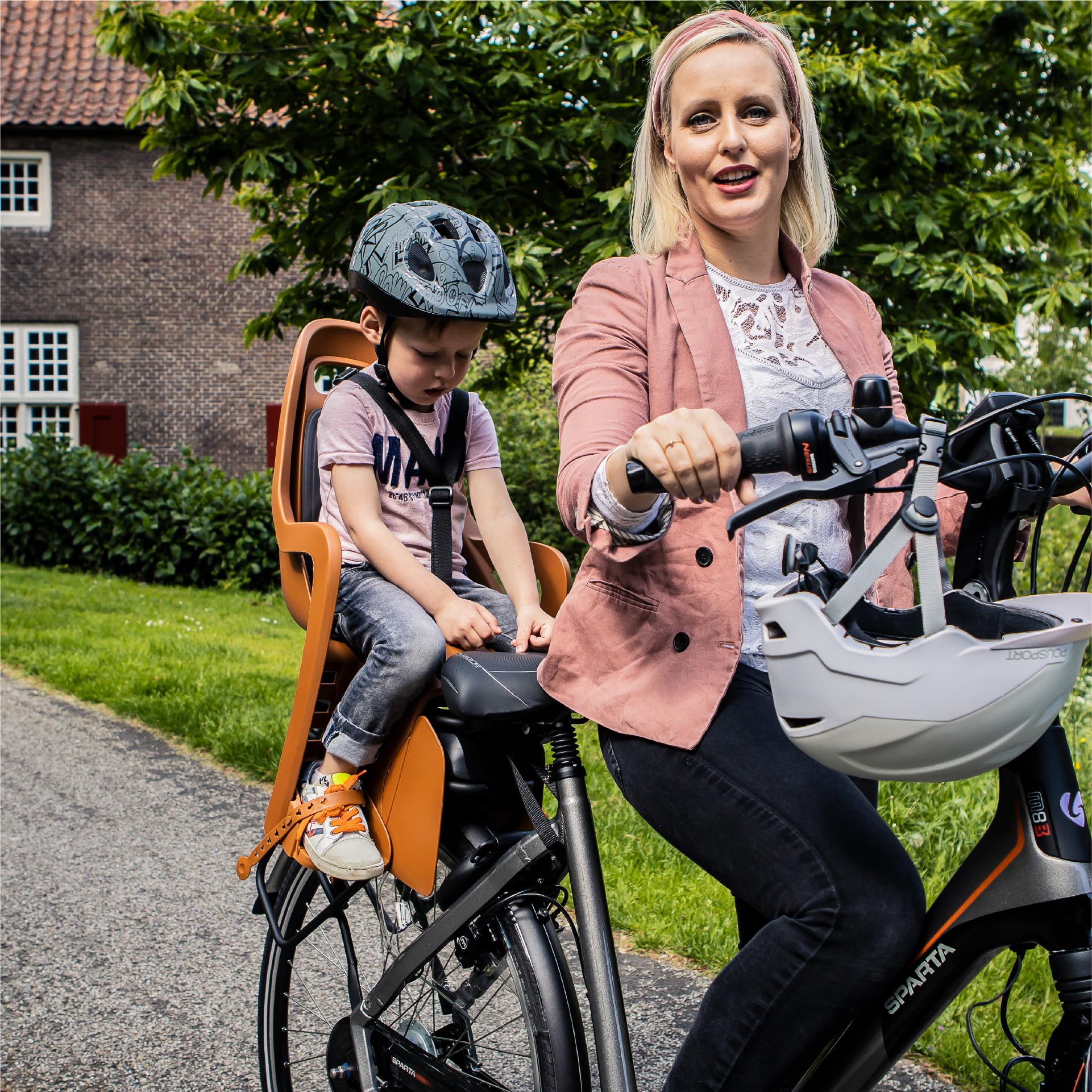 Siège Enfant vélo arrière Polisport Groovy MIK-HD pour Porte-Bagages MIK-HD, Installation Rapide et sûre, Design modernisé, Confort Optimal, Jusqu’à 22 kg et 110 cm, Couleur Marron Caramel