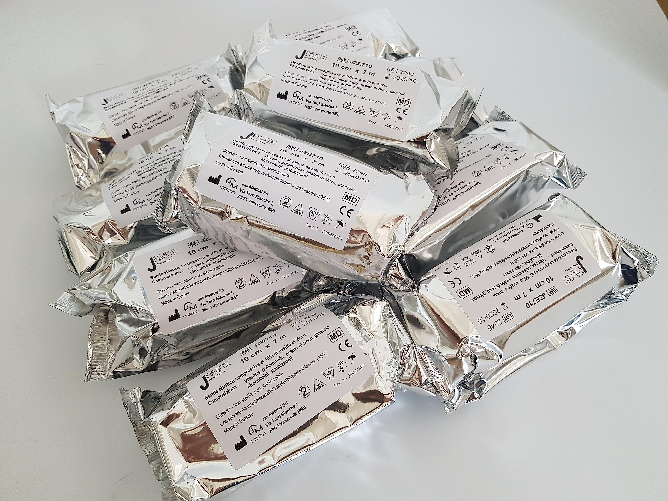 SPAS - Benda Elastica all'ossido di ziinco, pronta all'Uso, per Bendaggio Funzionali - cm 10 x 7 mt