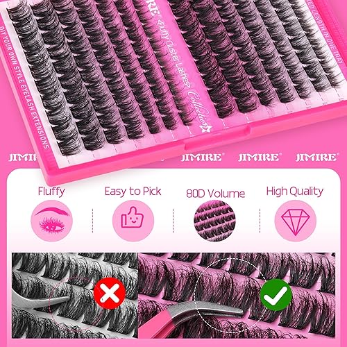 Miniatura 4 de JIMIRE Kit de extensiones de pestañas esponjosas con volumen D, de 0.39 a 0.70 pulgadas, con unión de pestañas y sellado, kit de extensiones de