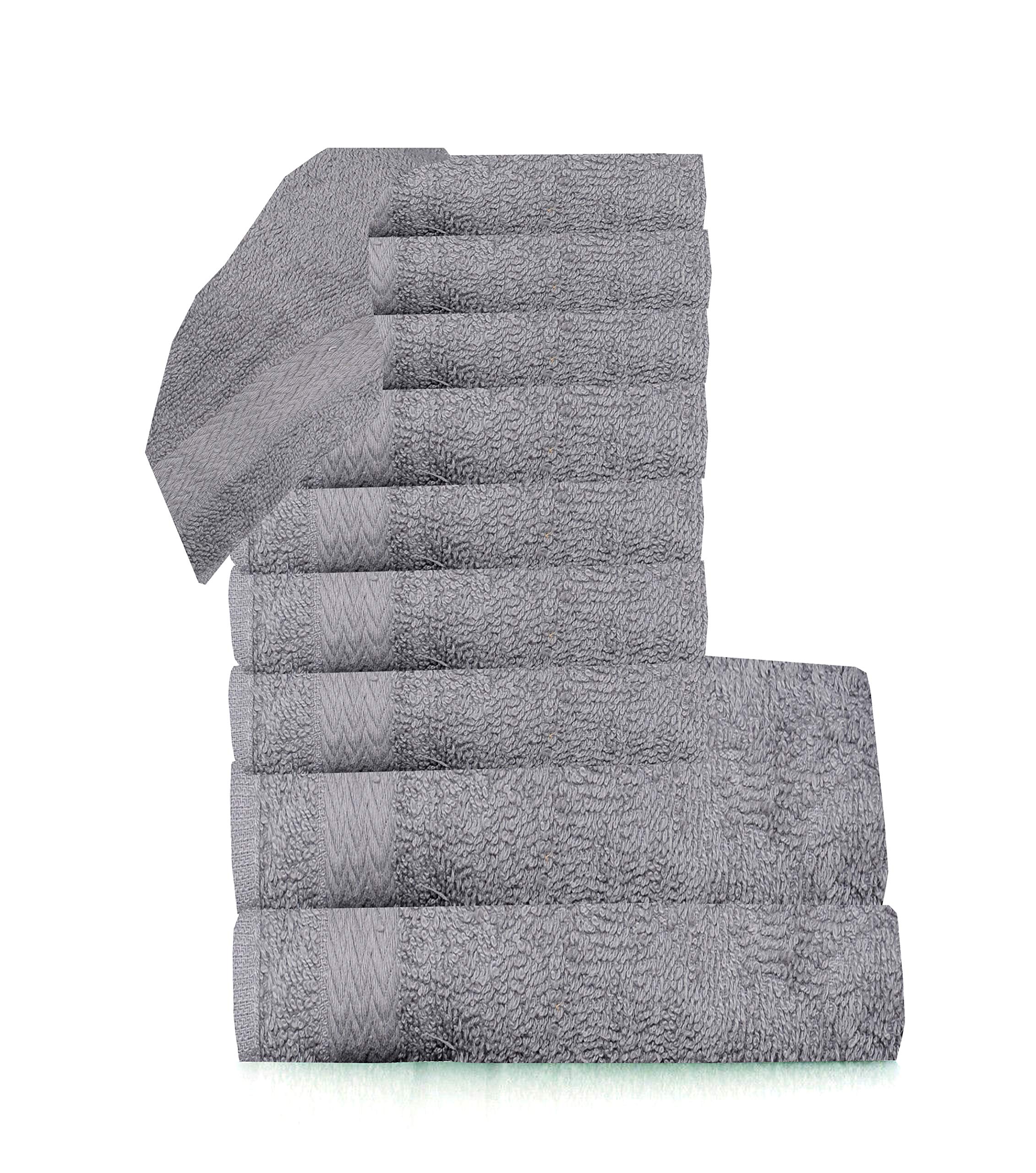 beSunshine 3x Pack Premium 100% Egyptian Cotton Terry Tea Towels Kitchen Dish Towels Extra Absorbent (Grey, 3)