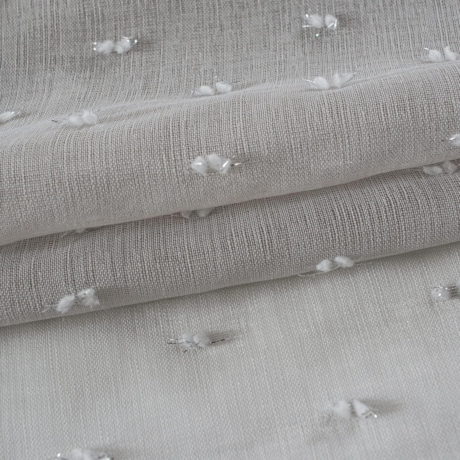 Dainty Home Ribbons 3D Embellished Lurex Designed 76" x 96" Window Curtain in Gray