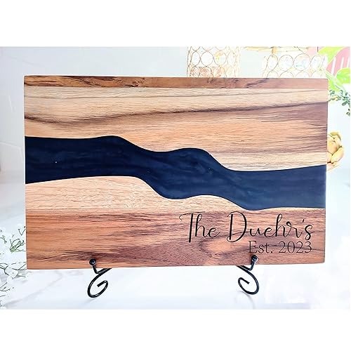 Miniatura 1 de Personalized Wood Cutting Board with Resin, Custom Wedding Gifts, White Epoxy Serving Board, Anniversary Christmas Birthday Gift for Her
