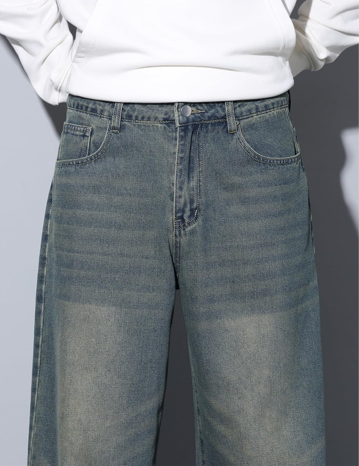 Mens Baggy Jeans Loose Fit Denim Jeans Wide Leg Hip Hop Pants Y2K Skater Trousers Streetwear - Image 6