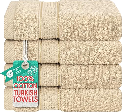 American Soft Linen - Juego de toallas de mano Salem, 4 unidades de lujo de 600 GSM, 100 % algodón para baño, toallas de 13 x 13 pulgadas de mano y