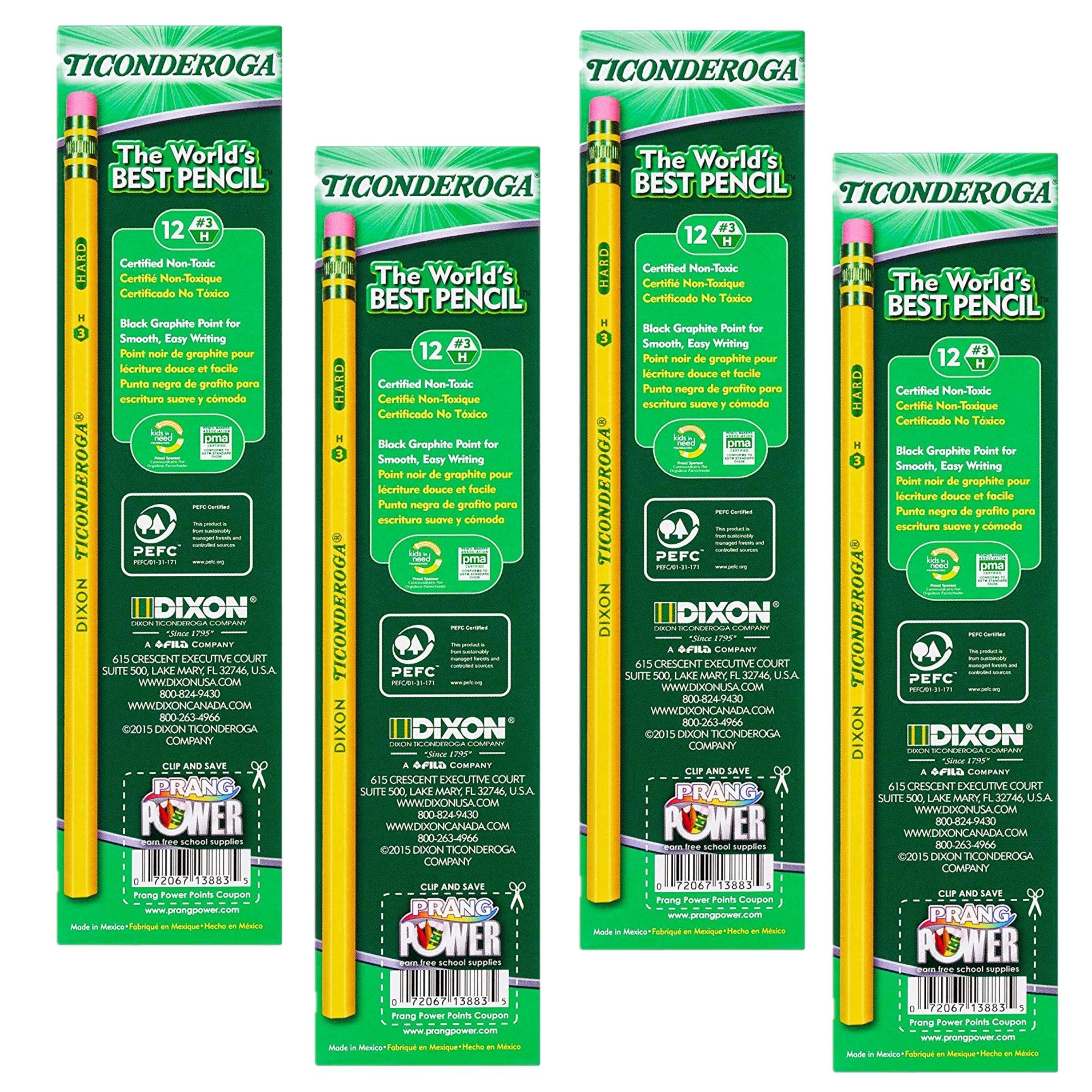 Ticonderoga Bleistifte, Holzgehäuse #3 HB hart/fein (4)