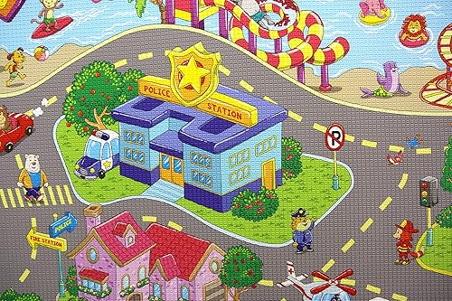 Vista 48 de Baby Care - Alfombra de juego (grande, diseño juguetón, Pinko & Friend) de 82 x 55 pulgadas, original de una pieza, reversible, enrollable, Juguetón