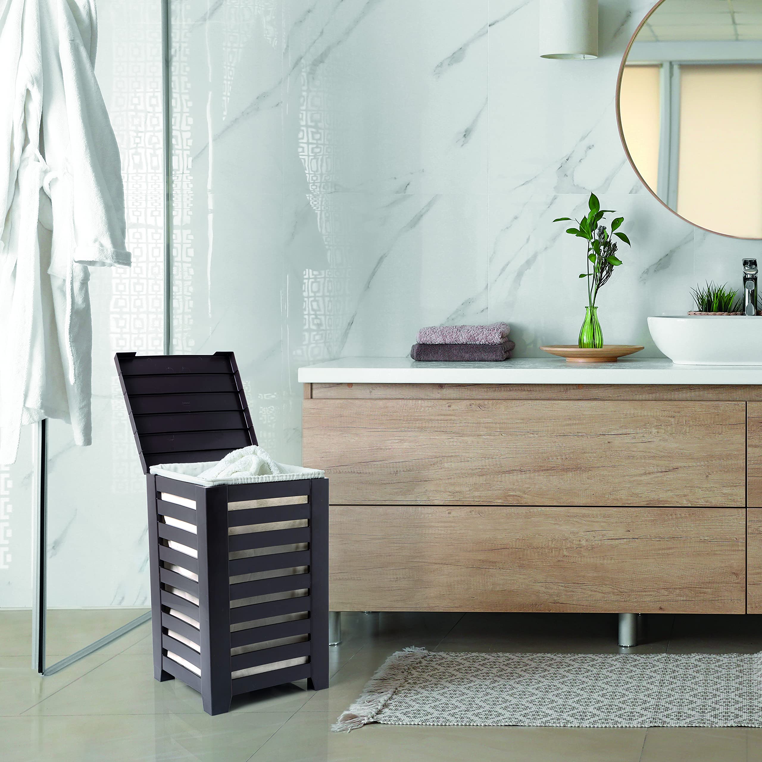 TATAY Cesto Biancheria Lombok 34x34x58 cm Senza BPA Polipropilene | Cesto Biancheria Casa | Capacità 55 L | Misure 34x34x58 cm | Materiale Senza BPA | Polipropilene Resistente, Grigio