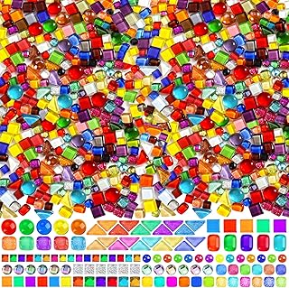 3200 Pcs Colorful Irregular Crystal Mosaic Tiles, 6.6lb Tiny Mosaic Tile...