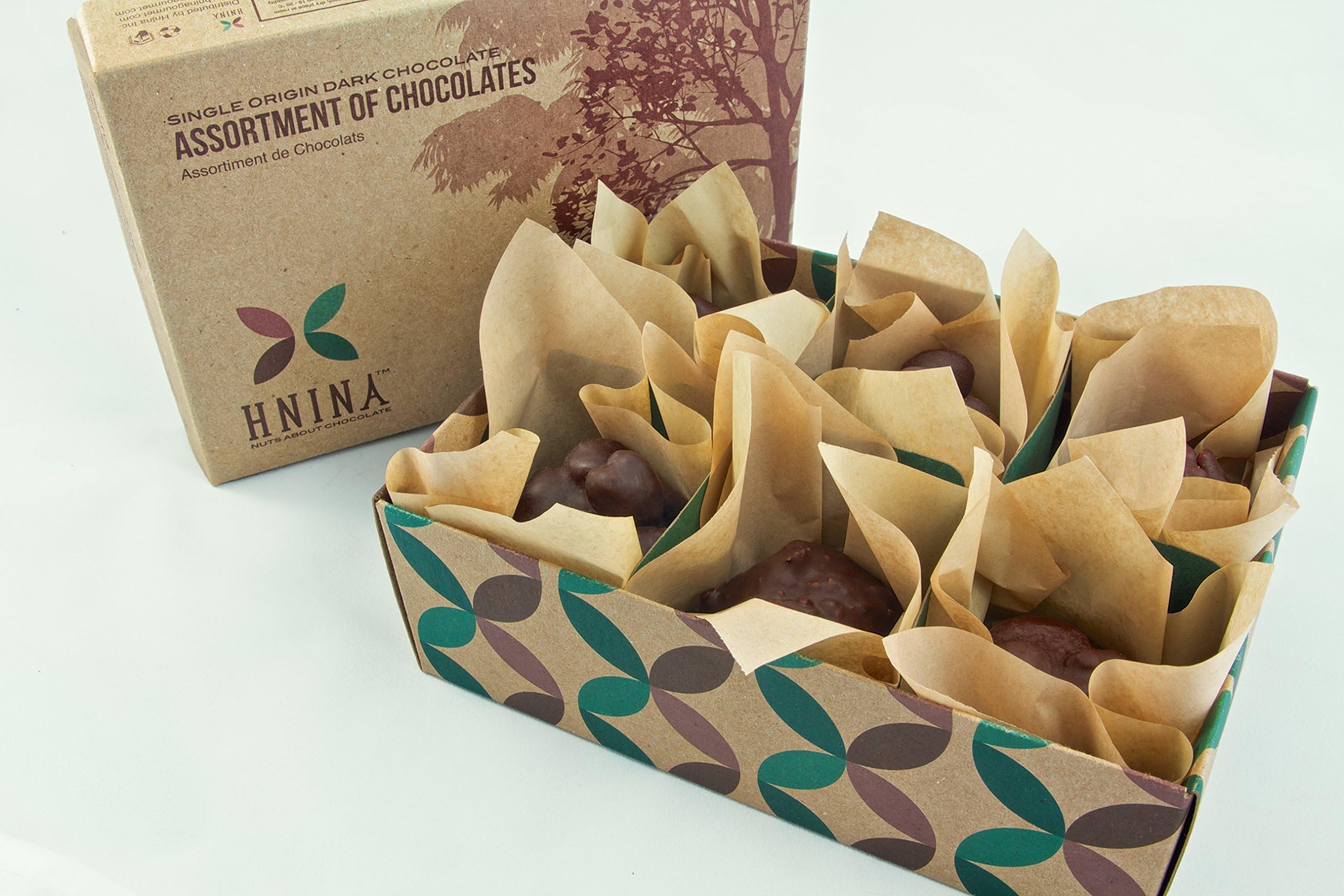 Hnina Raw Vegan Chocolate and Sprouted Nuts Truffles Assortment Box, Vegan Line, 6 Count