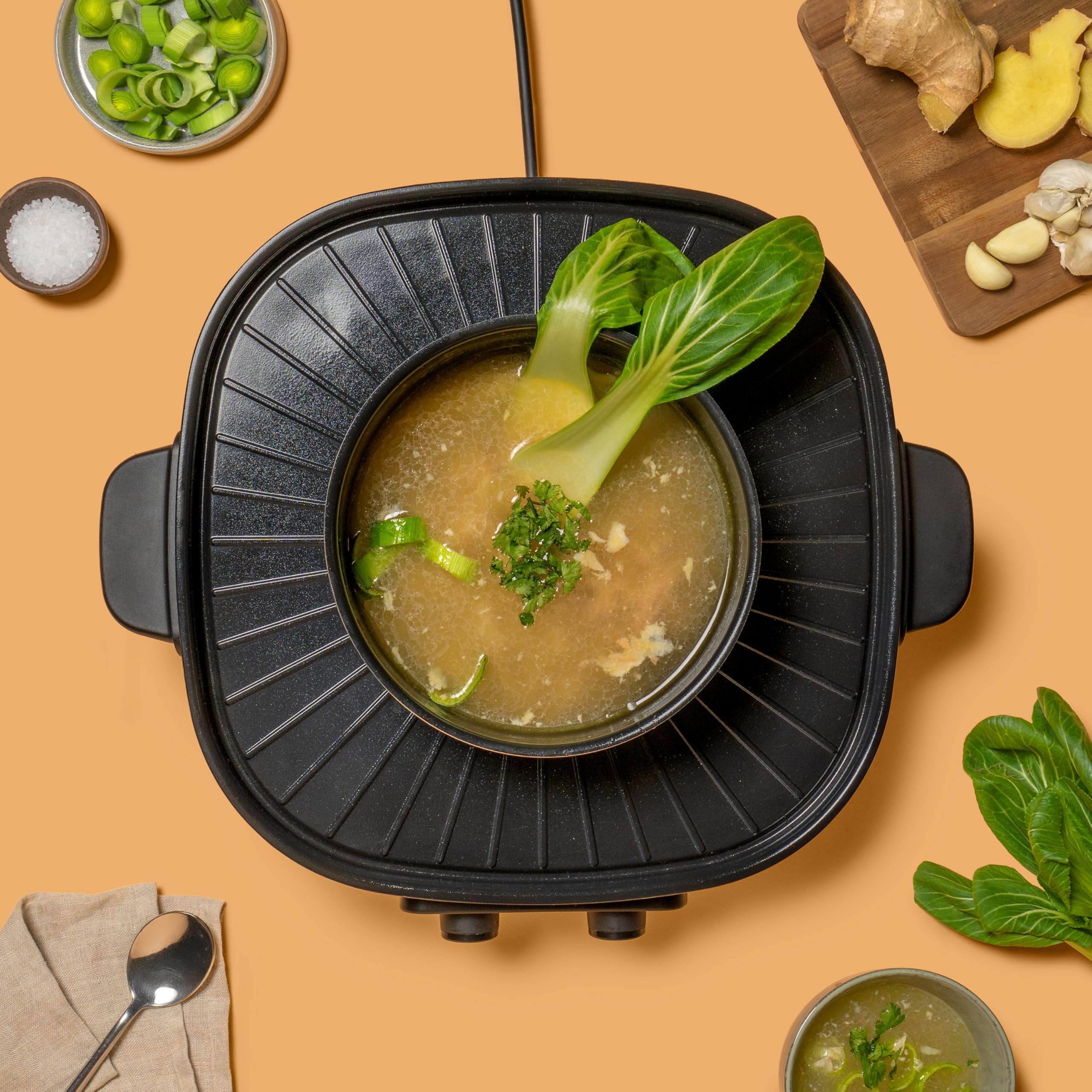 REISHUNGER Elektrischer Hot Pot mit Grillfunktion – für 2-4 Personen – 2 Liter Füllvolumen – Hot Pot mit Deckel – für Korean BBQ