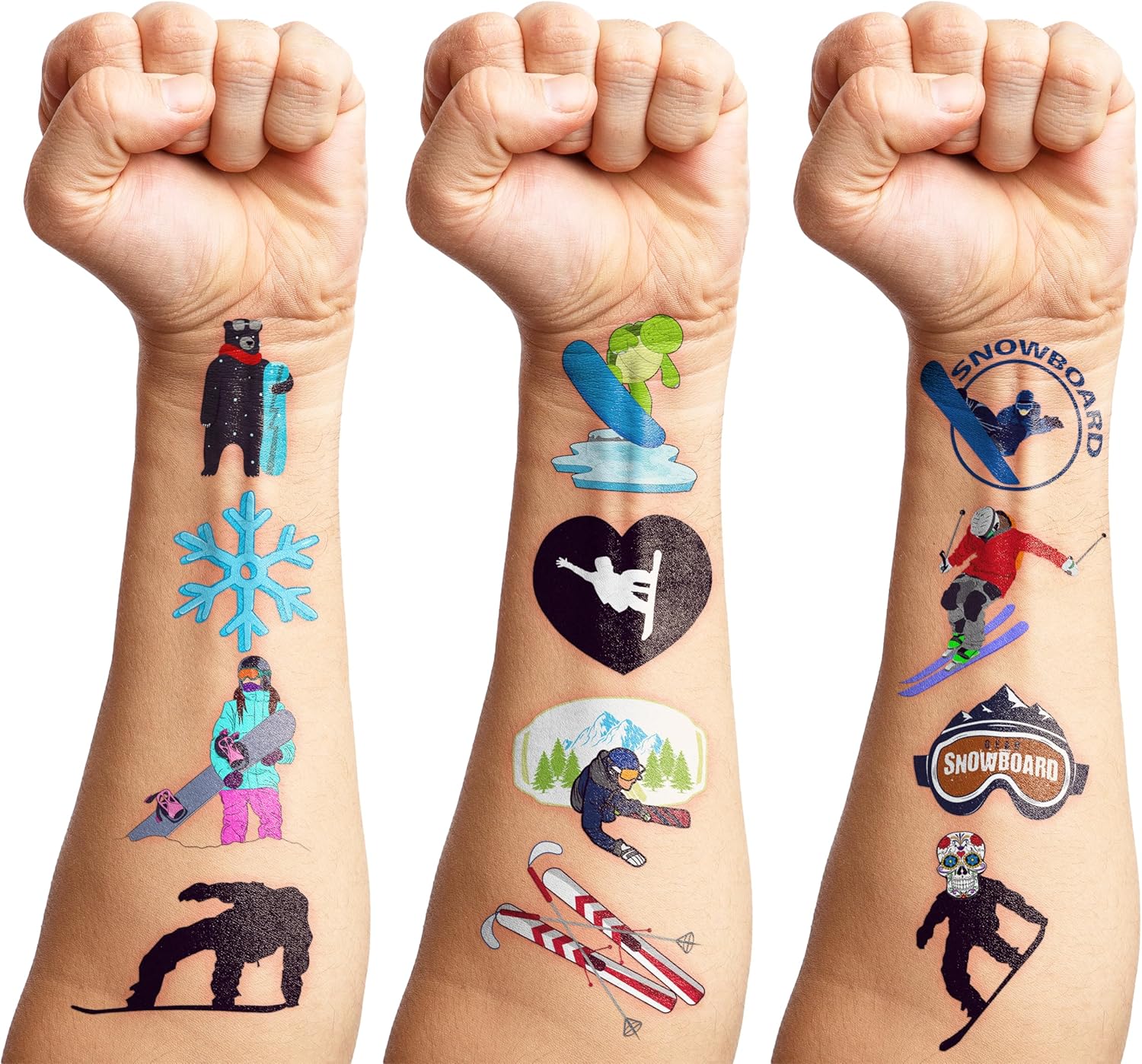 ウィンタースキー 一時的な入れ墨 10枚 100枚 スノーボード パーティー デコレーション 記念品 用品 雪 テーマ 誕生日ステッ
