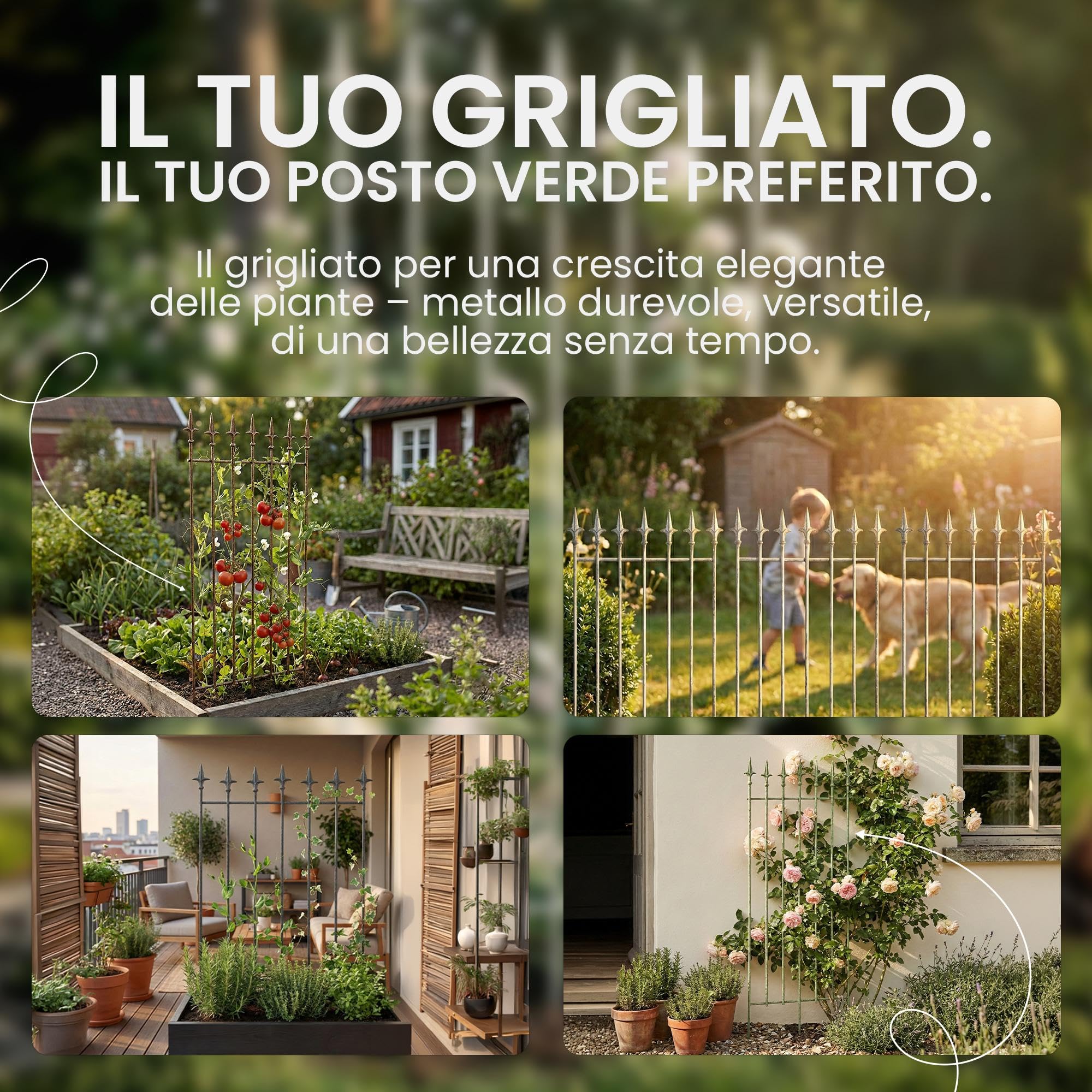 CLP Grigliato rampicante in Metallo 100x50 cm Elisa, Supporto Stabile per Rose ed edera, Stile Liberty, per Giardino, Colore:Antracite