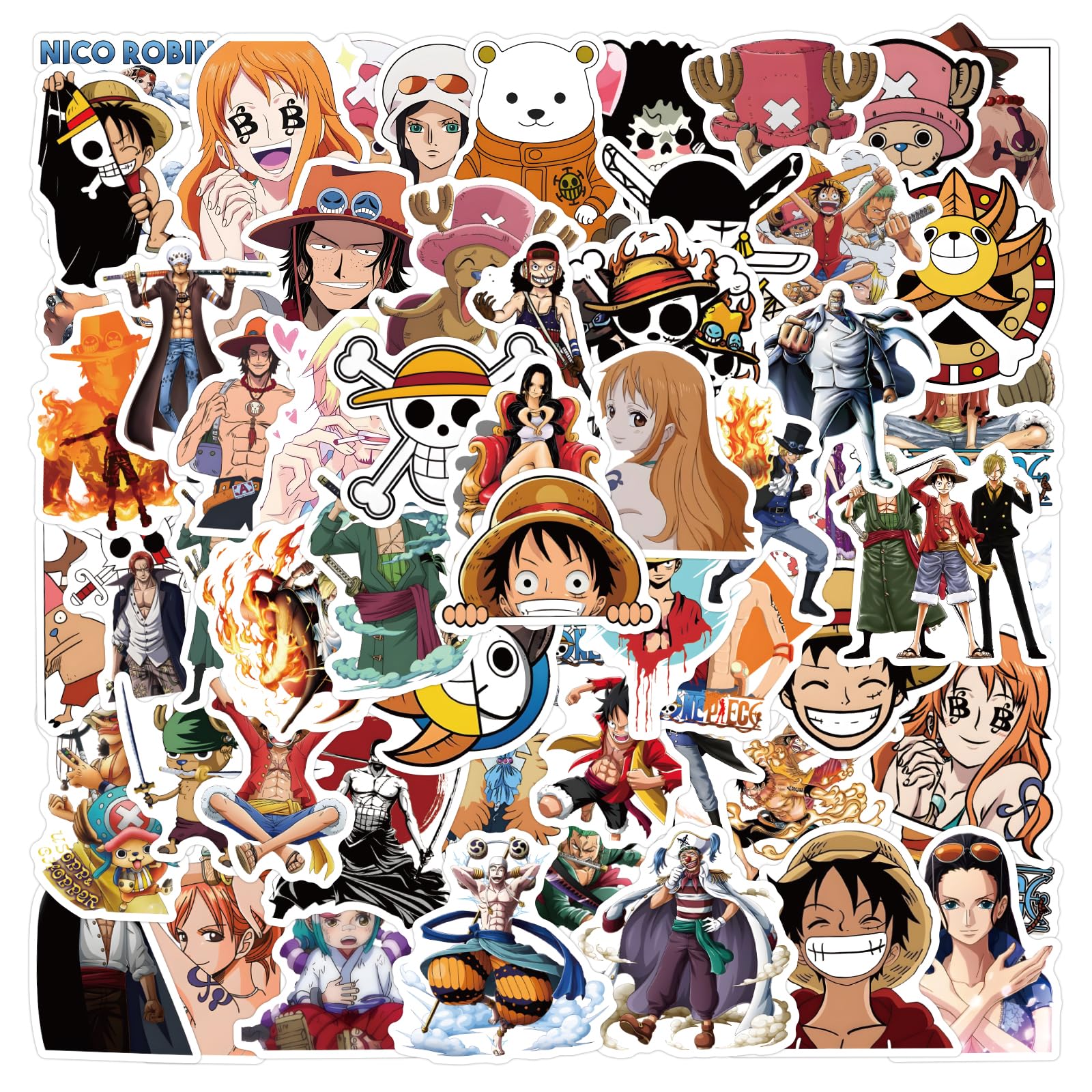 Photo 1 of 100pcs One Anime Piece Stickers Mixed Pack,Lovely Cartoon Characters Decals Cartoon Anime Sticker Adult Waterproof Stickers for Water Bottle Laptop Luggage Helmet Skateboard Guitar