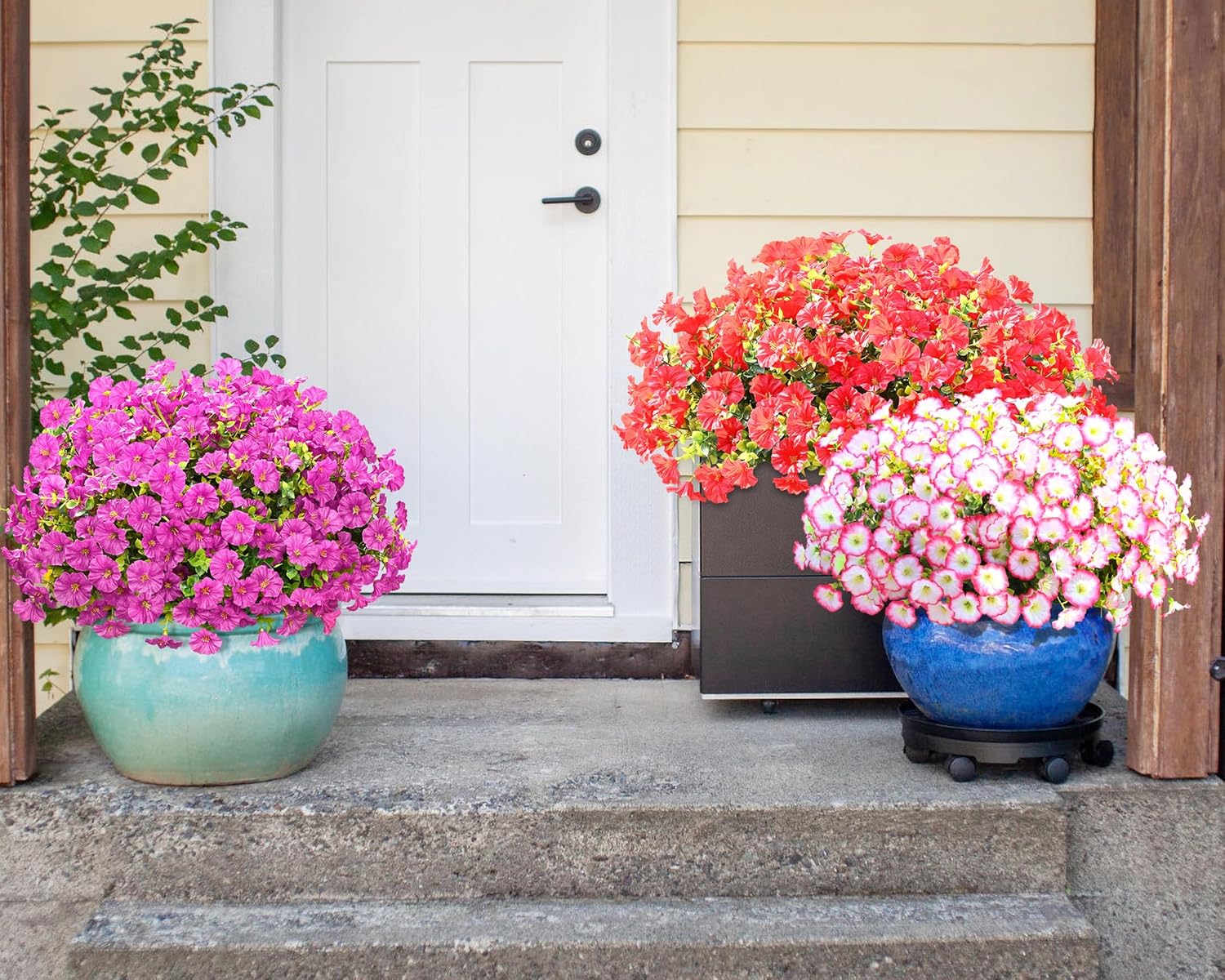 Yastouay Artificial Flowers for Outdoors, 14 Bundles Fake Outdoor Flowers, UV Resistant Artificial Plants & Flowers for Decoration, Pink Realistic Morning Glory for Outdoor Porch Garden Decoration - Image 6