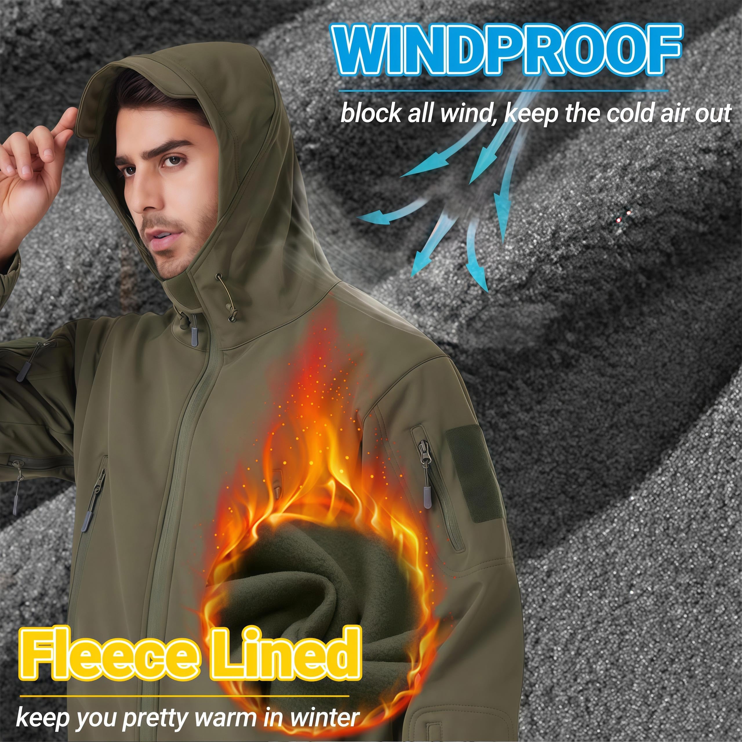 MilitäRische Softshell AnzüGe, Taktische Jacke Und Hose FüR Herren, Wasserdichter Armee Kampfanzug, Jagdbekleidung, Wasserdicht, Leicht, Draussen, Kapuzenpullover, Hose