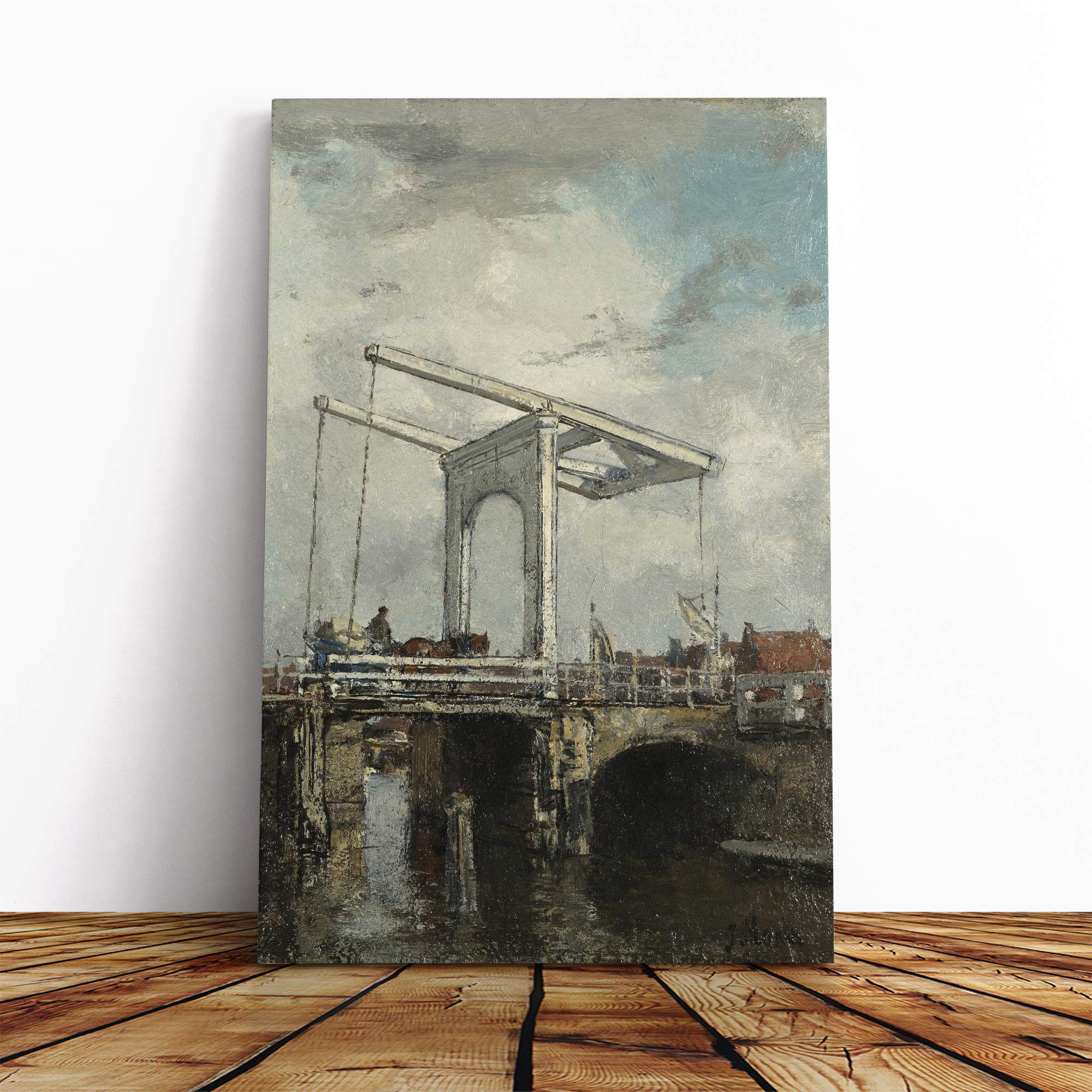 Jacob Maris The Bridge Canvas Print | Gallery Wrapped 30mm Frame Wall Art | 30x20 inches | Ready to Hang | Modern Cityscape Picture | Living Room Bedroom Lounge Office