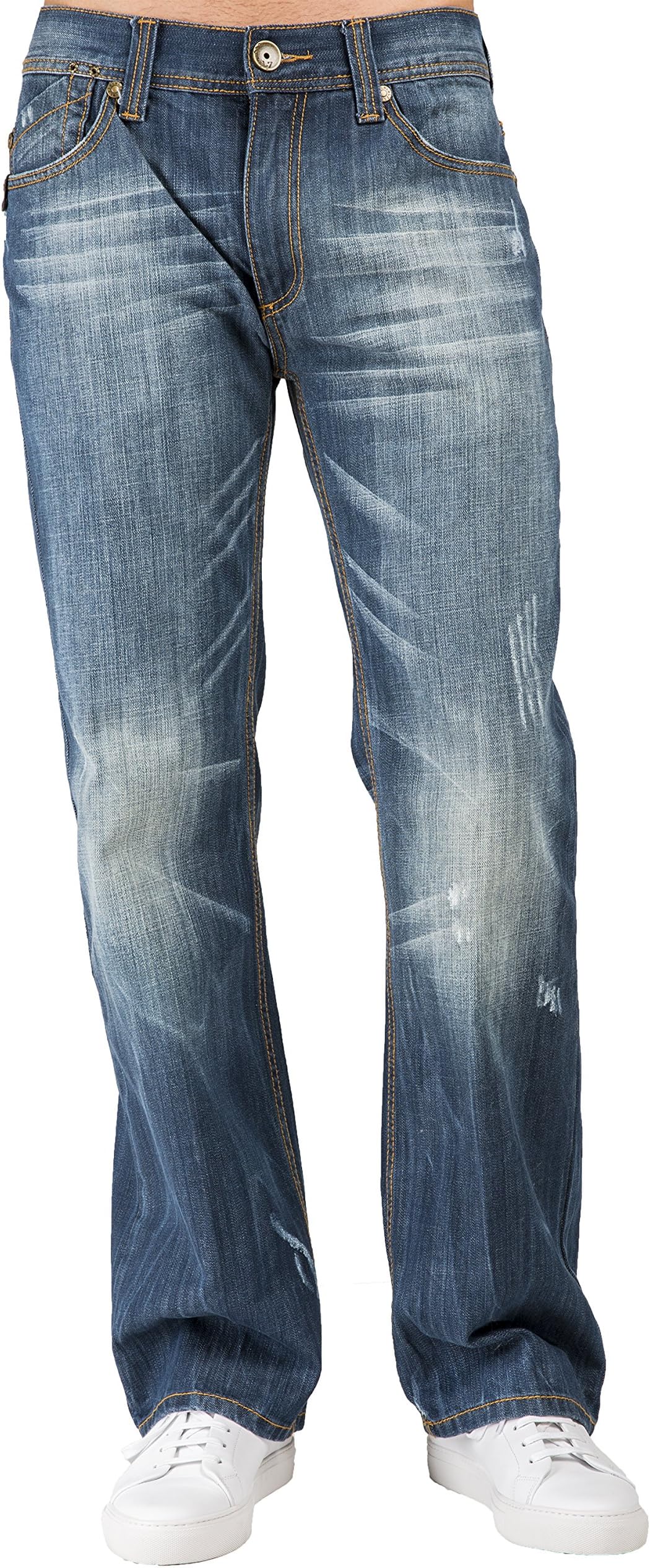 Level 7 Men Midrise Relaxed Bootcut Ghost Rider Primium Denim Jeans Veining,Ghost Rider Blue,36W x 32L