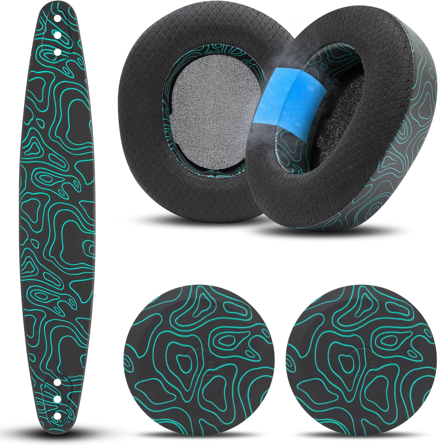 WC Mod Kit Nova Pro Wireless & Nova Elite RandomFrankP Edition - Cooling Gel Earpads, Silicone Headband, & Magnetic Plates for SteelSeries Arctis Nova Pro Wireless & Nova Elite by Wicked Cushions