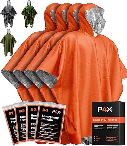 Miniatura 9 de PREPARED4X Emergency Mylar Poncho – Survival Rain Poncho with Hood – Lightweight, Compact, Reusable Emergency Blanket Poncho for Hiking, Camping