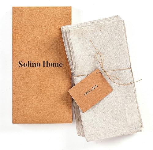 Miniatura 10 de Solino Home Servilletas de cóctel de lino, color gris suave, tela de lino 100% puro, 6 x 6 pulgadas, juego de 12 servilletas de posavasos para