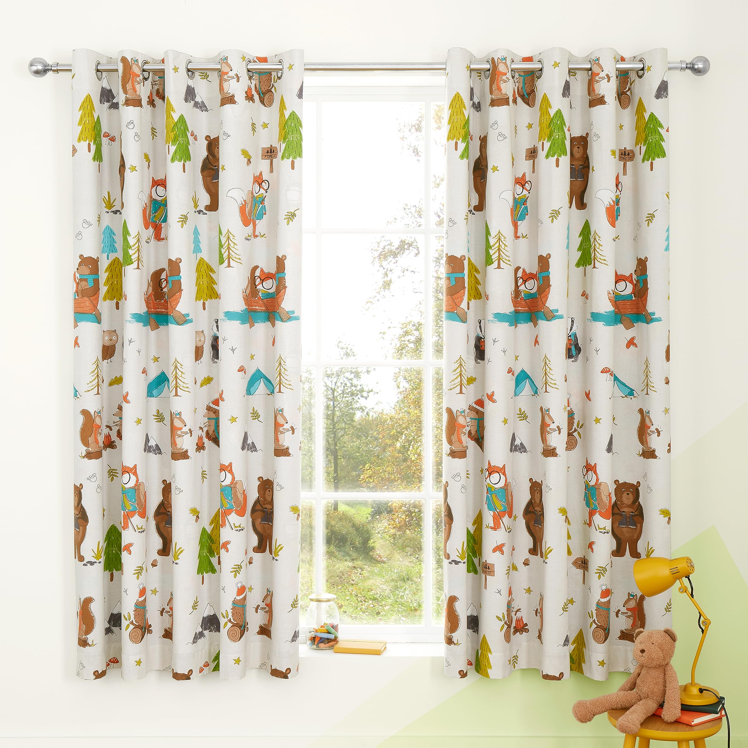 Rideaux Catherine Lansfield Woodland pour chambre enfant réversible 168x183 cm