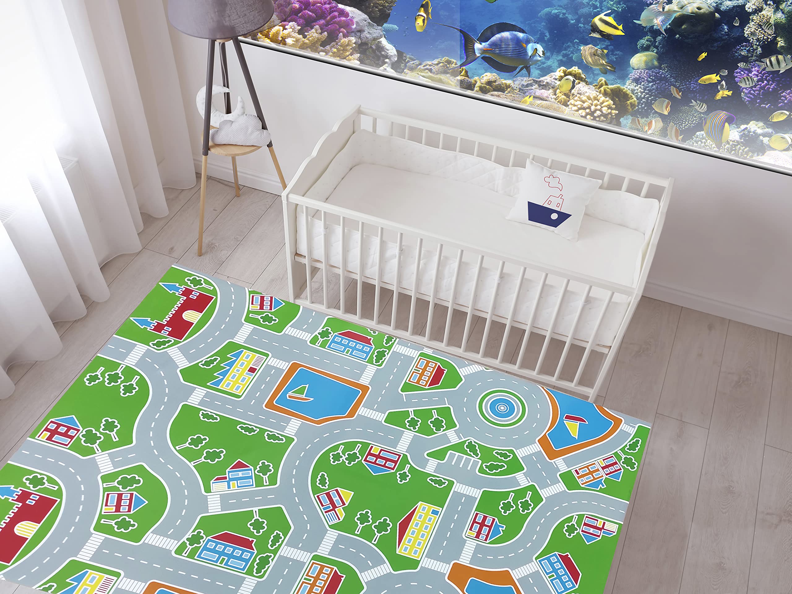 Tadi & Imperio1979 Alfombra de Carreteras Vinilo Infantil tamaños Grandes para salón de Juegos/carretera/140x200